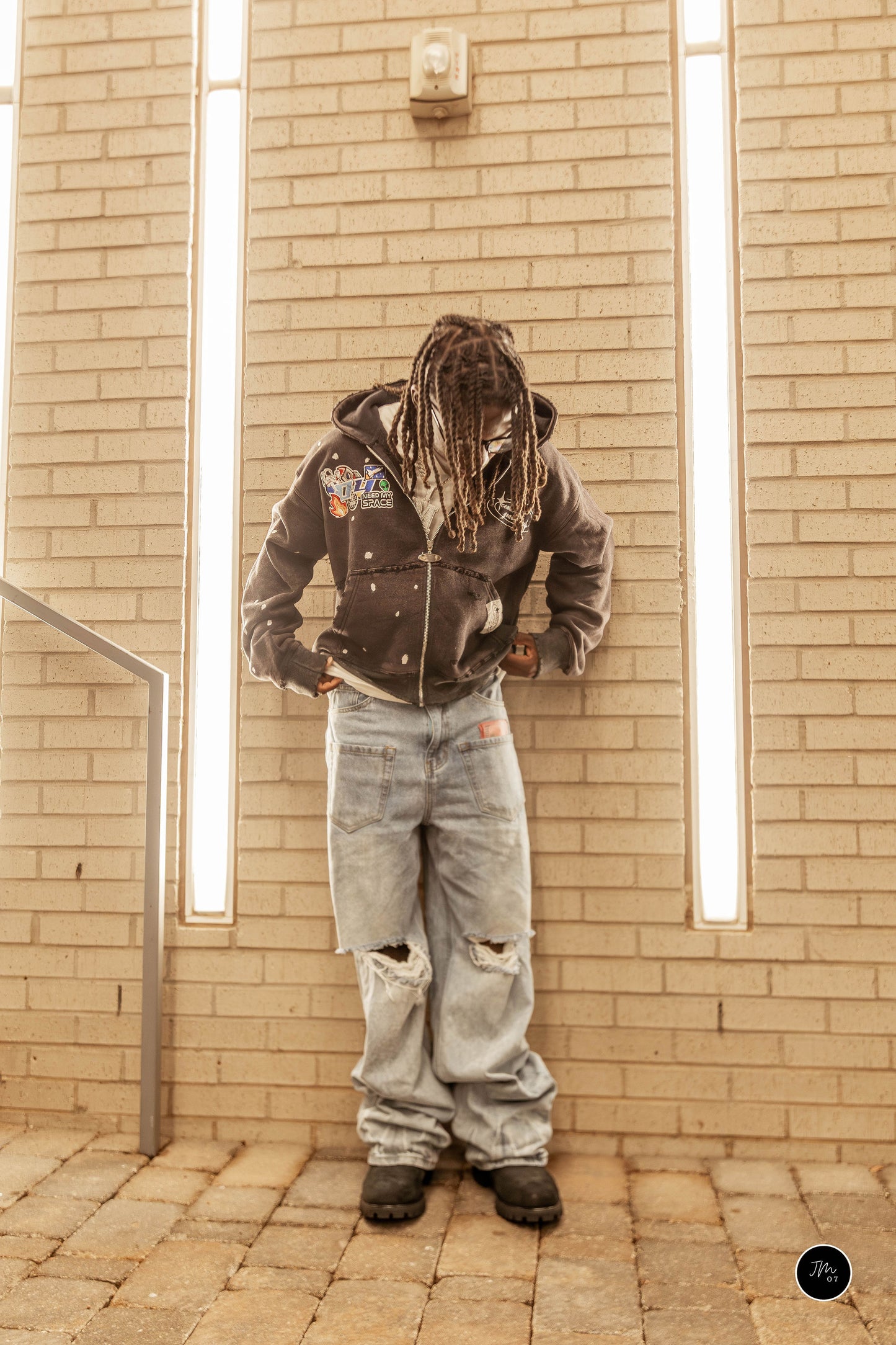 Acid Washed PatchWork Zip Up