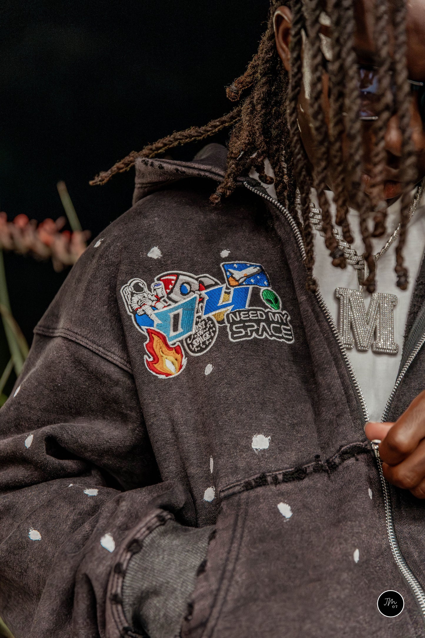 Acid Washed PatchWork Zip Up