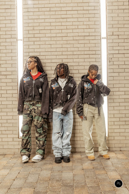 Acid Washed PatchWork Zip Up